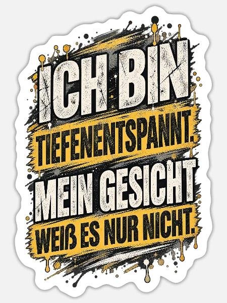 Tiefenentspannt – Lustiges Statement Design - Sticker Größe S (10 x 10 cm) - Mattweiß