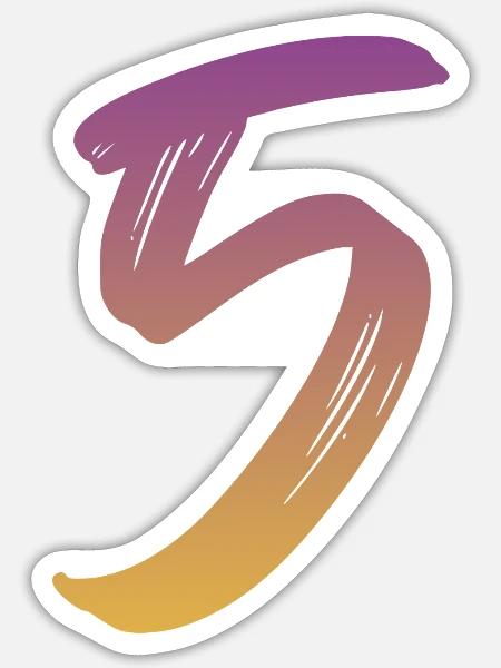 5 - Sticker Größe S (10 x 10 cm) - Mattweiß