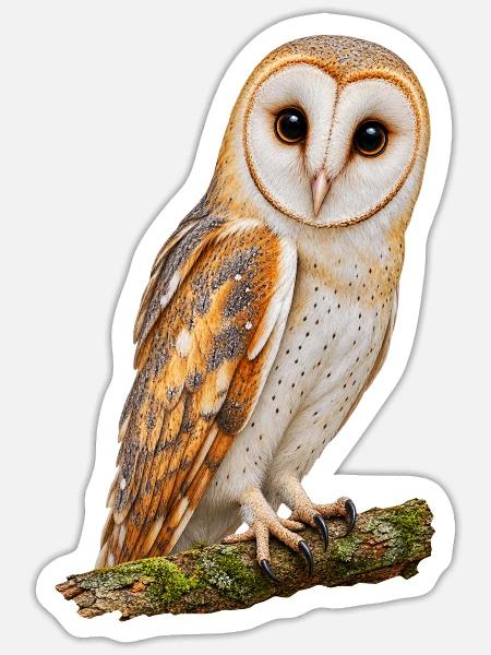 Schleiereule - Sticker Größe S (10 x 10 cm) - Mattweiß