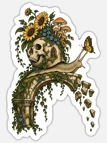 Schneckengarten - Sticker Größe S (10 x 10 cm) - Mattweiß