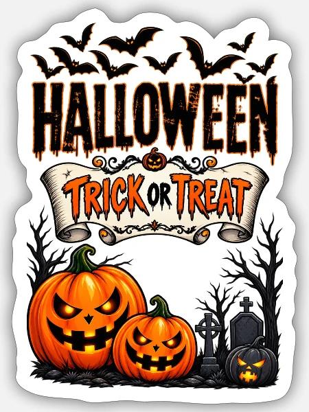 Halloween Süßes oder Saures - Sticker Größe S (10 x 10 cm) - Mattweiß
