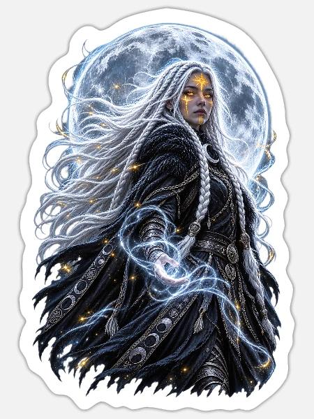 Tochter des Mondes - Sticker Größe S (10 x 10 cm) - Mattweiß