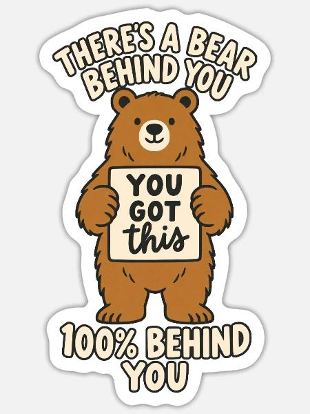 Bärenrücken - Sticker Größe S (10 x 10 cm) - Mattweiß