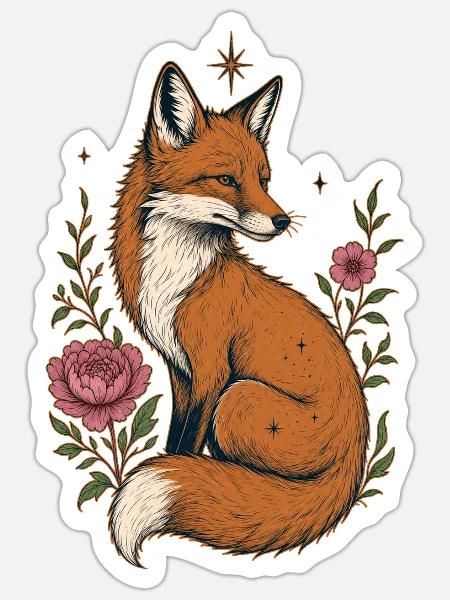 Fuchs - Sticker Größe S (10 x 10 cm) - Mattweiß