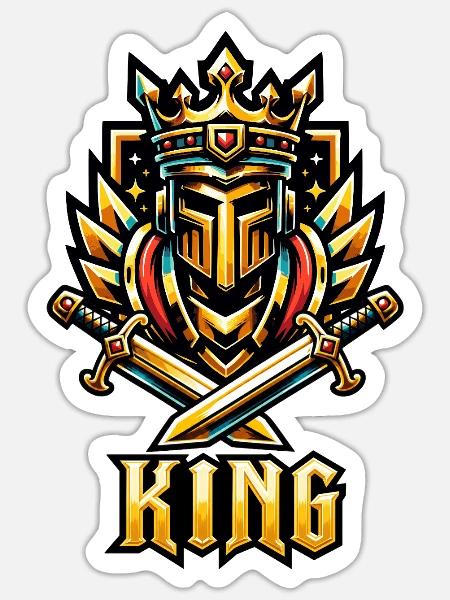 Königskrone mit Doppelschwertern - Sticker Größe S (10 x 10 cm) - Mattweiß