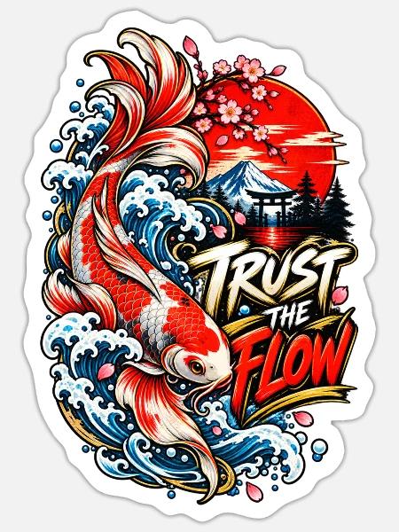 Koi-Fluss Vertraue der Welle - Sticker Größe S (10 x 10 cm) - Mattweiß