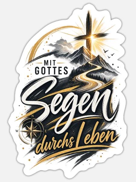 Gott Segen durchs Leben Pfad - Sticker Größe S (10 x 10 cm) - Mattweiß