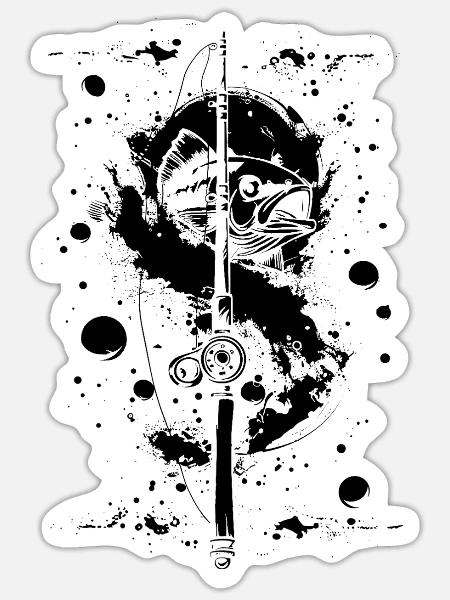Fischen Farbe Graffiti - Sticker Größe S (10 x 10 cm) - Mattweiß