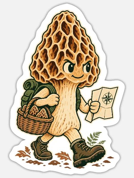 Pilzpfad Entdecker Illustration - Sticker Größe S (10 x 10 cm) - Mattweiß