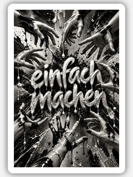 Einfach Machen – Handmotiv Kraft - Sticker Größe S (10 x 10 cm) - Mattweiß