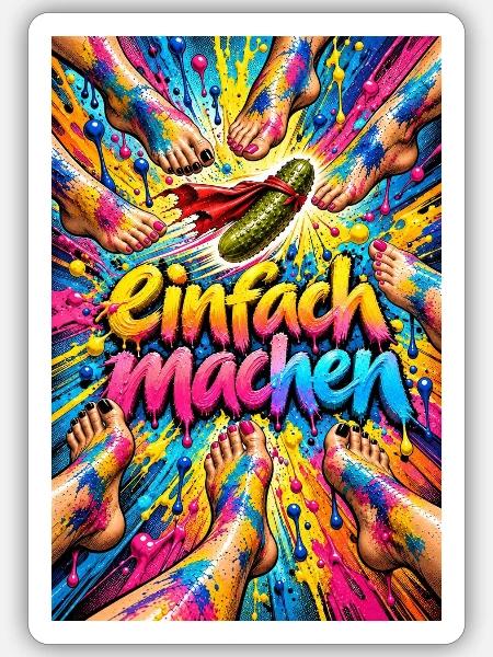 Heldenhafte Gurke Farbexplosion - Sticker Größe S (10 x 10 cm) - Mattweiß