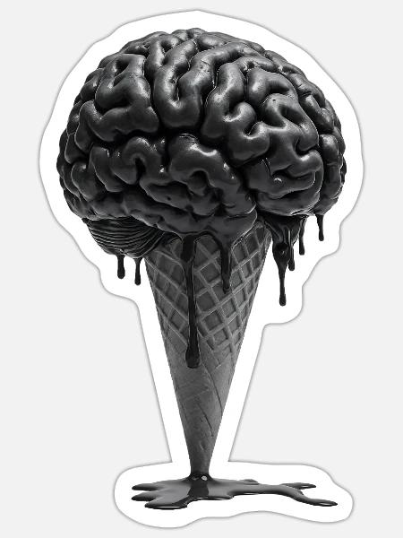 Eiskaltes Gehirn - Sticker Größe S (10 x 10 cm) - Mattweiß