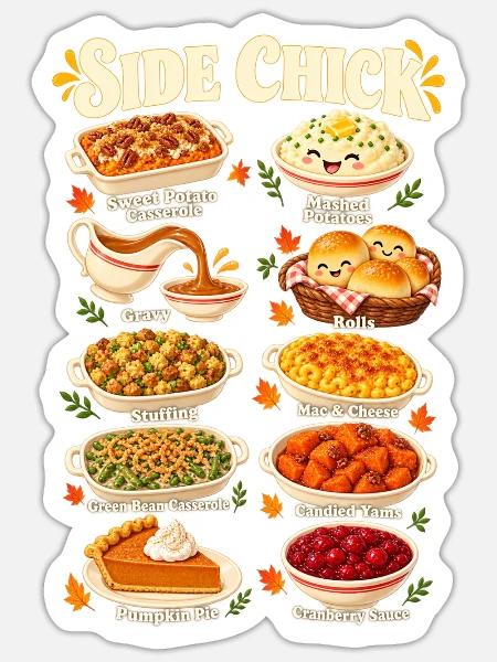 Comic-Thanksgiving-Seiten Spaß-Neben-Chick - Sticker Größe S (10 x 10 cm) - Mattweiß
