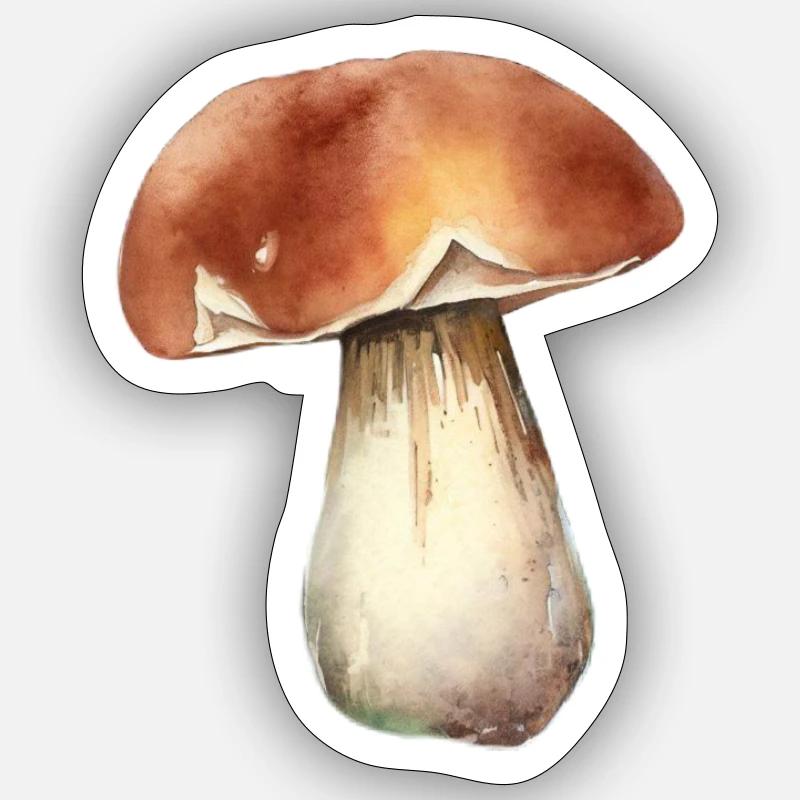 Boletus champignon - Sticker taille S (10 x 10 cm) - blanc mat