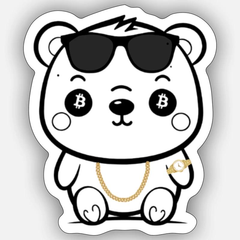 Bitcoin-Bär - Sticker Größe S (10 x 10 cm) - Mattweiß