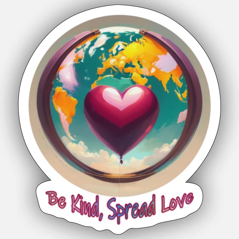Sei freundlich, verbreite Liebe - Sticker Größe S (10 x 10 cm) - Mattweiß