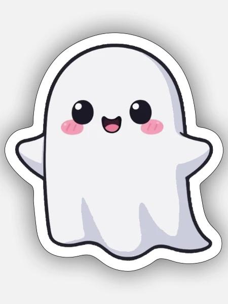 Kawaii Gespenst Halloween T-shirt Geschenk  - Sticker Größe S (10 x 10 cm) - Mattweiß