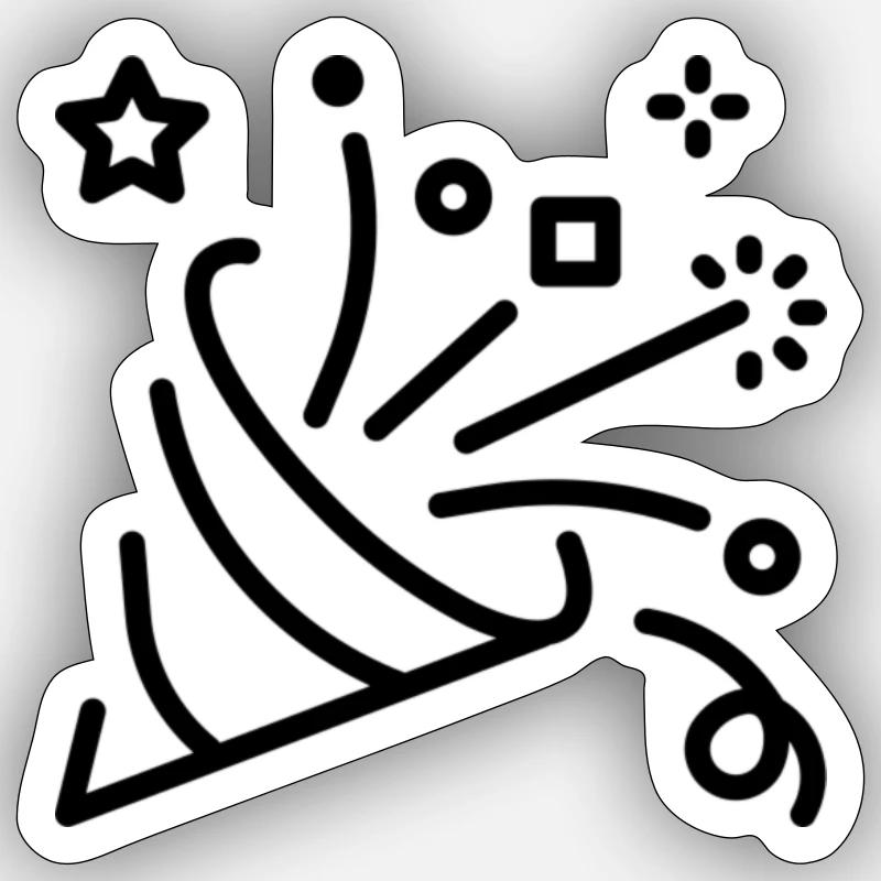 Confetti cannons - Sticker size S (10 x 10 cm) - white matte