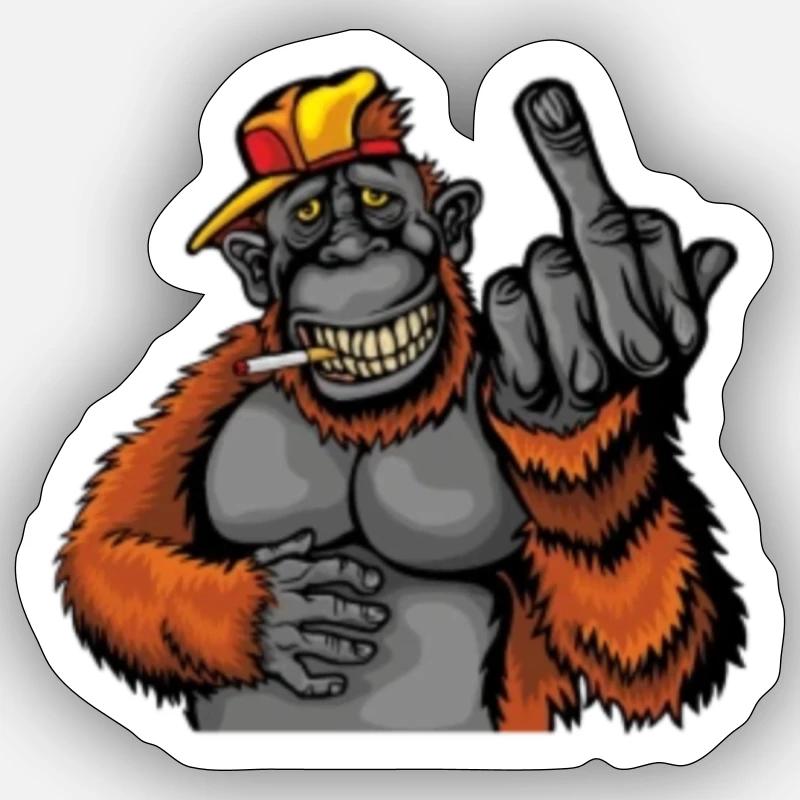 Nugget Affe - Sticker Größe S (10 x 10 cm) - Mattweiß