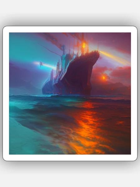 A psychedelic chiefwater astral dreadnought - Sticker Größe S (10 x 10 cm) - Mattweiß
