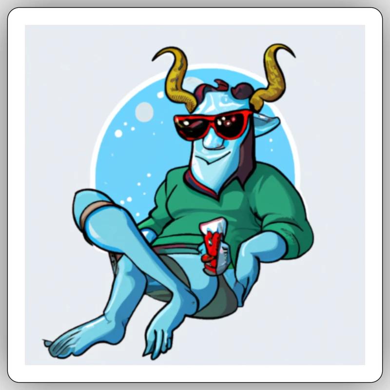 Krampus Percht Devil 2303 - Sticker taille S (10 x 10 cm) - blanc mat