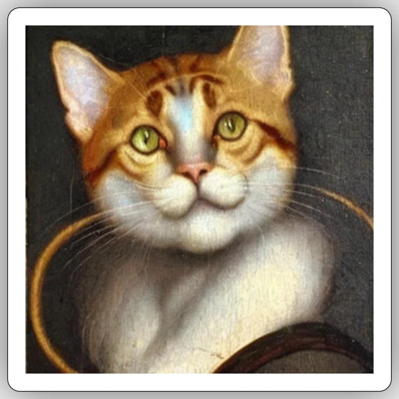 Katzenkunst - Sticker Größe S (10 x 10 cm) - Mattweiß
