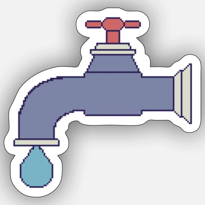 Wasserhahn - Sticker Größe S (10 x 10 cm) - Mattweiß