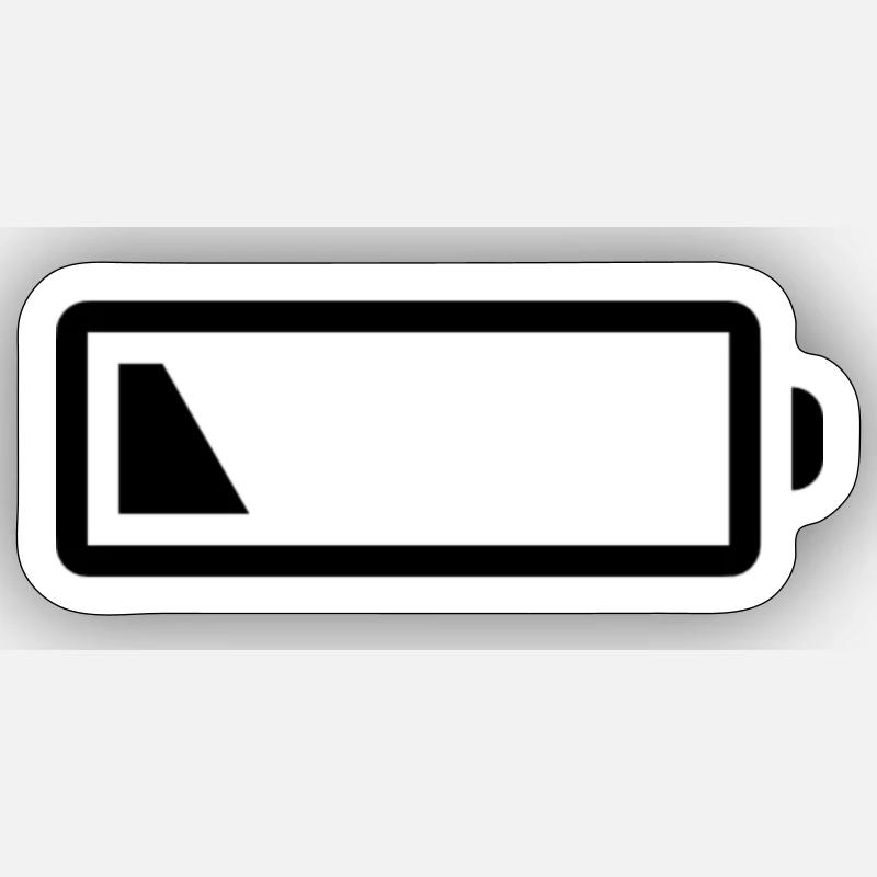 Leere Batterie / Empty Battery - Sticker Größe S (10 x 10 cm) - Mattweiß