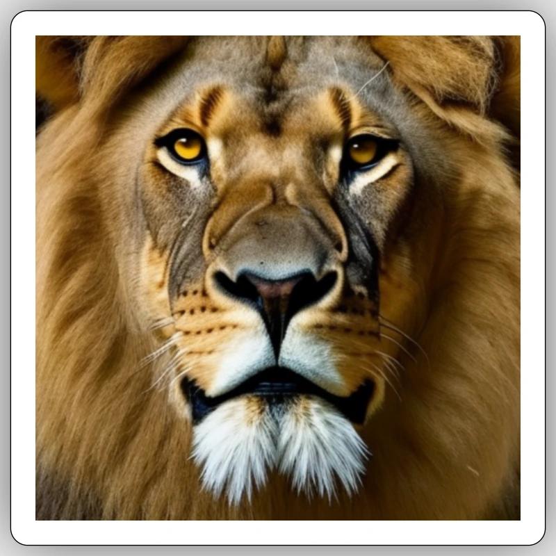Lion - Sticker taille S (10 x 10 cm) - blanc mat