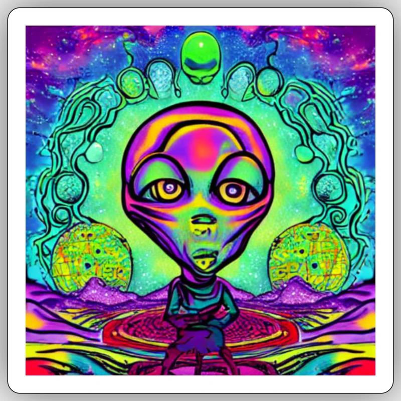 Extraterrestre - Sticker taille S (10 x 10 cm) - blanc mat