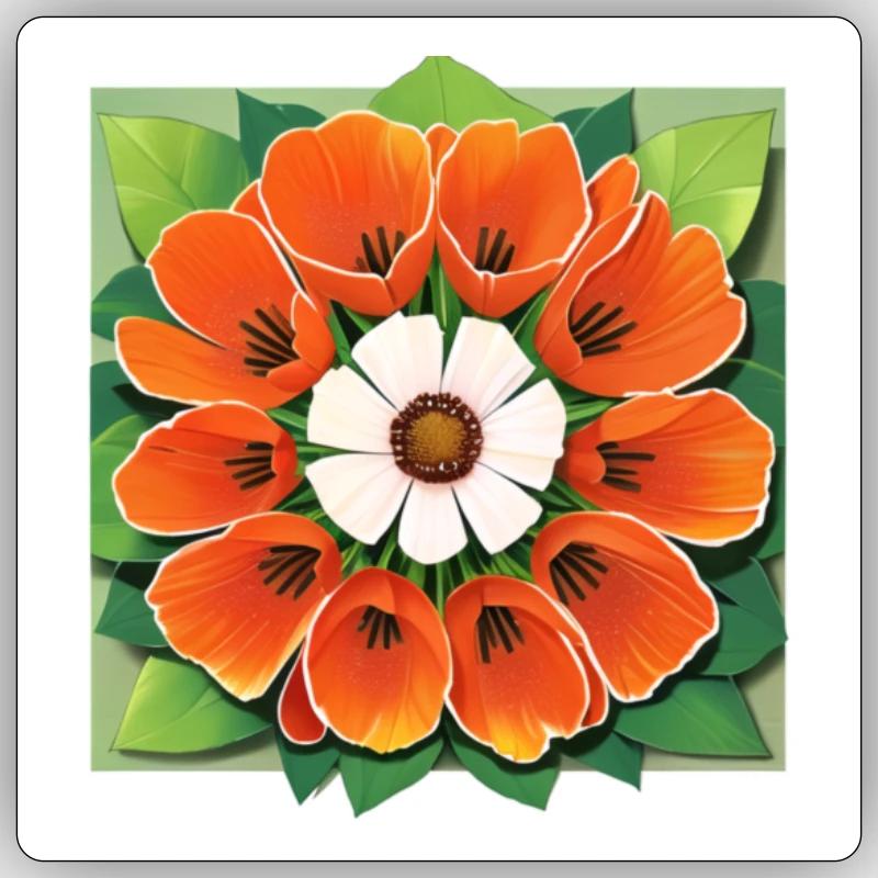 Wunderschöne Mohnblume Strauß Sticker Größe S (10 x 10 cm)