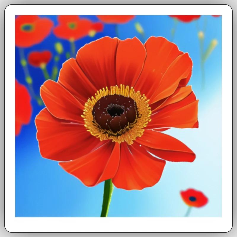 Coquelicot - Sticker taille S (10 x 10 cm) - blanc mat