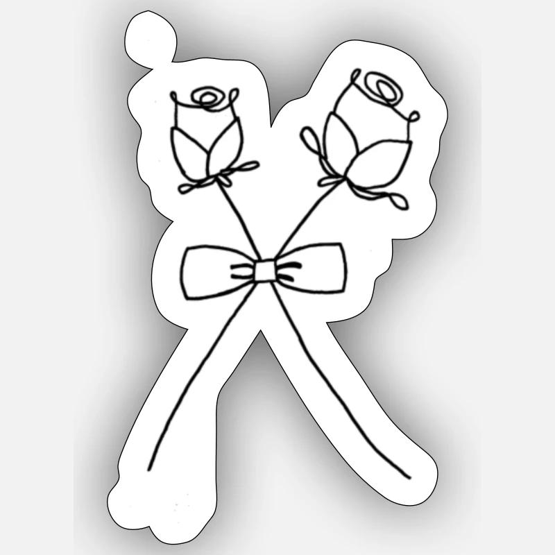 Roses unies - Sticker taille S (10 x 10 cm) - blanc mat