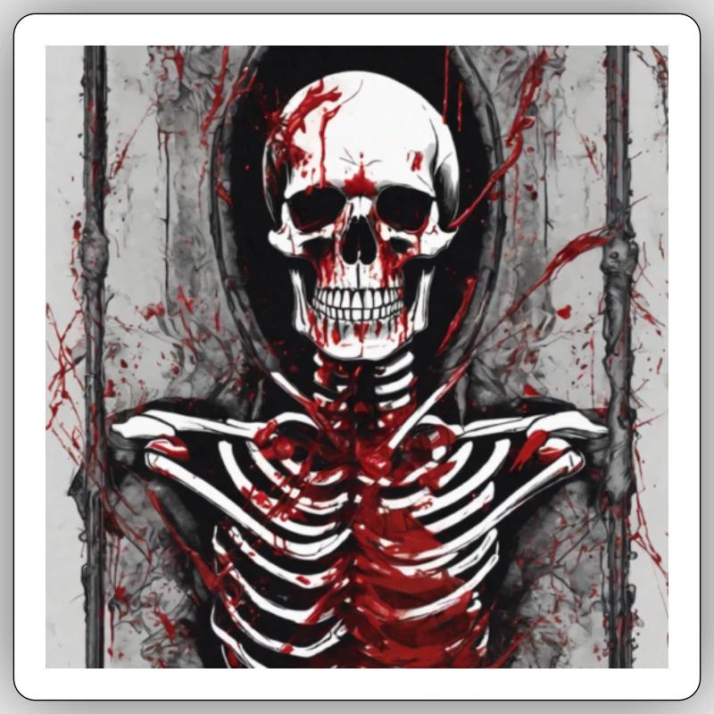 Skeleton covert in Blood one - Sticker Größe S (10 x 10 cm) - Mattweiß