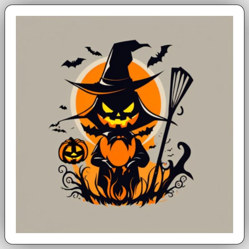 Halloween Pumpkin Witch - Sticker size S (10 x 10 cm) - white matte