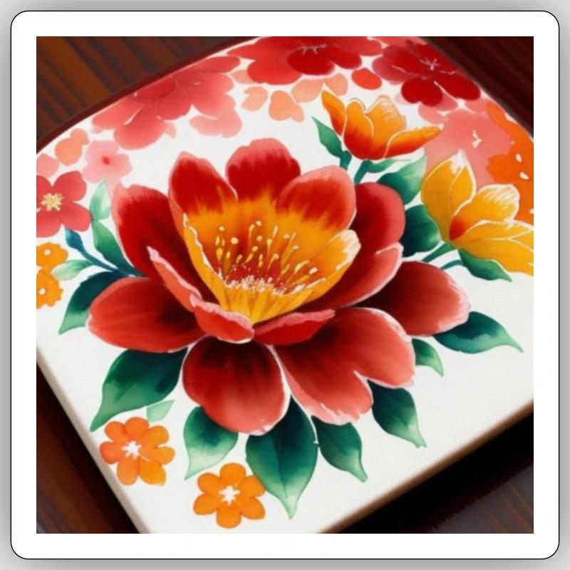 Vibrant Fireside Bloom - Sticker size S (10 x 10 cm) - white matte