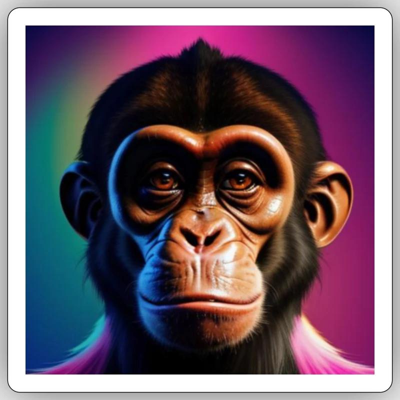 Singe coquin - Sticker taille S (10 x 10 cm) - blanc mat