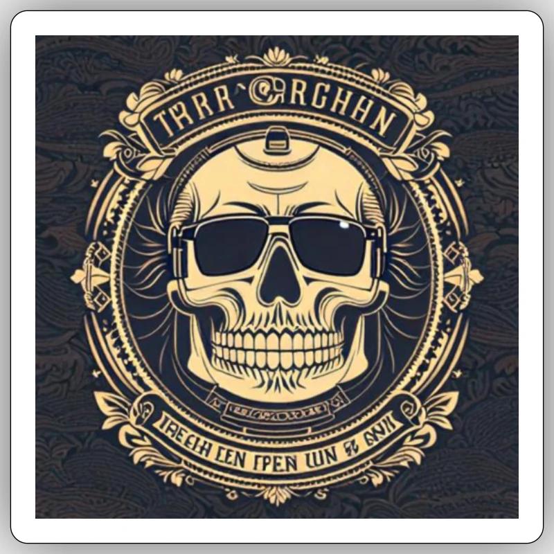 Skull Design - Sticker Größe S (10 x 10 cm) - Mattweiß