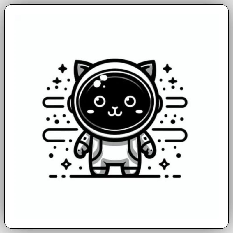 bébé chat astronaut Sticker taille S (10 x 10 cm)