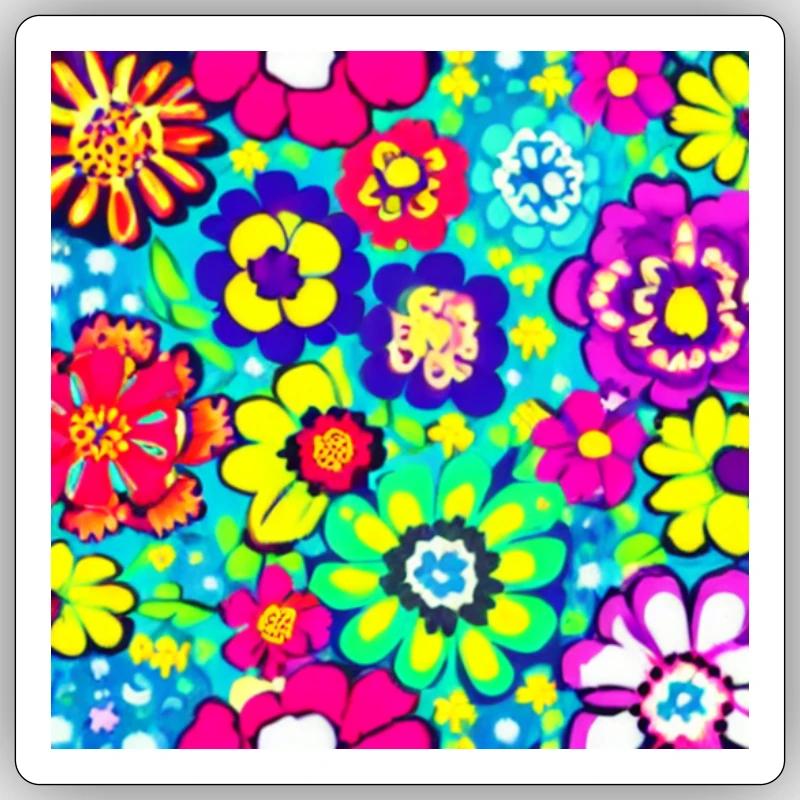 Flower Collage - Sticker Größe S (10 x 10 cm) - Mattweiß