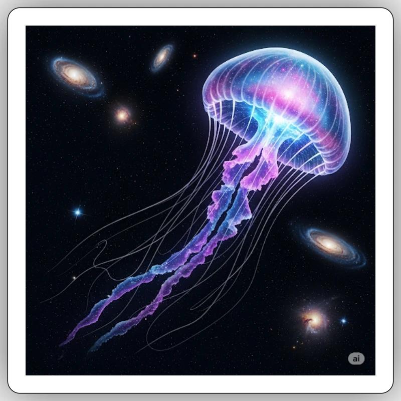 Méduses galactiques dans l’espace - Sticker taille S (10 x 10 cm) - blanc mat