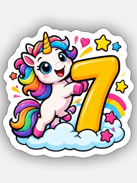 Regenbogen-Einhorn Siebenzauber - Sticker Größe S (10 x 10 cm) - Mattweiß