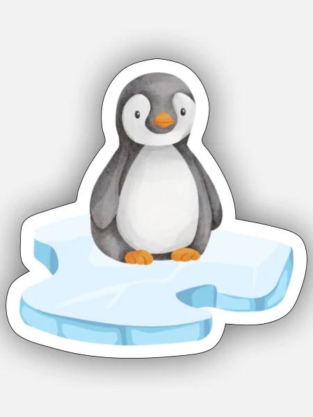 Pinguin auf einer Eisscholle - Sticker Größe S (10 x 10 cm) - Mattweiß