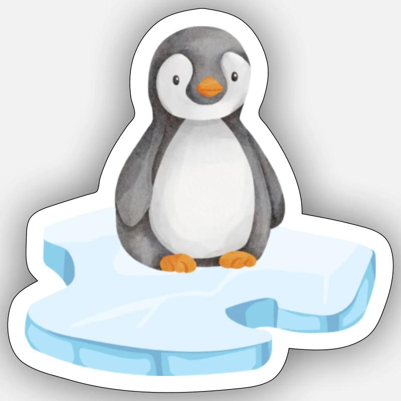 Pinguin auf einer Eisscholle - Sticker Größe S (10 x 10 cm) - Mattweiß