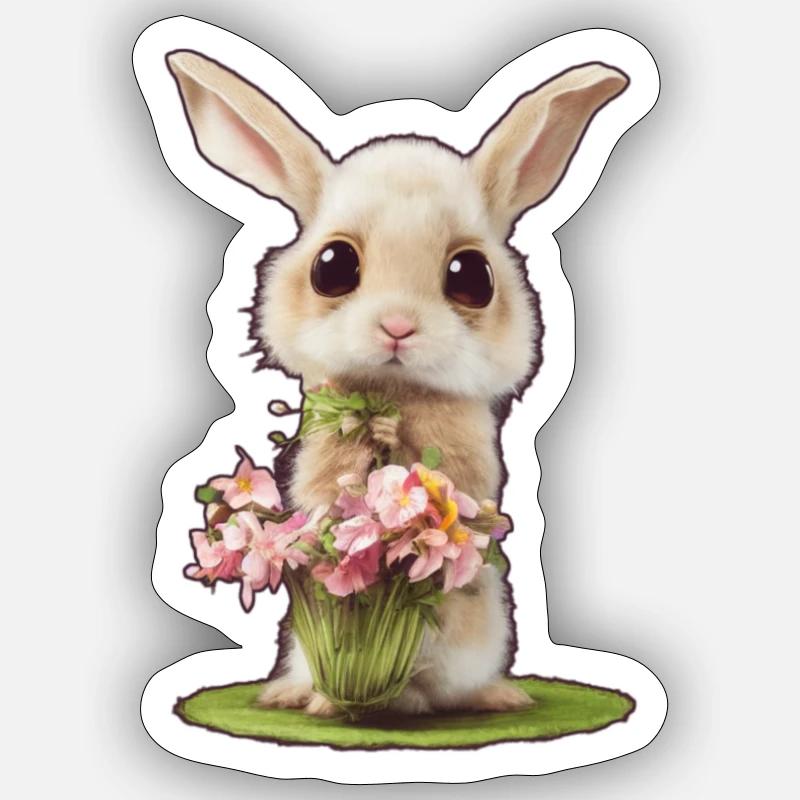 Petit Lapin 4 - Sticker taille S (10 x 10 cm) - blanc mat