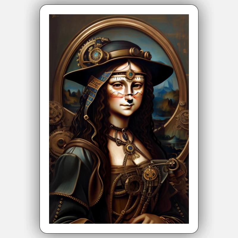 Steampunk Mona Lisa Sticker size S (10 x 10 cm)