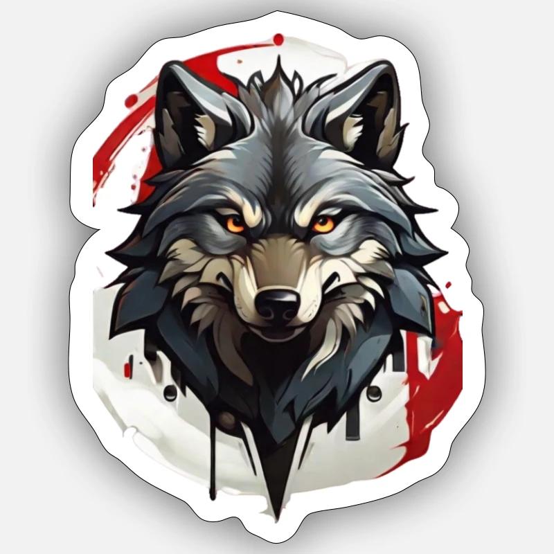 Loup Déter - Sticker taille S (10 x 10 cm) - blanc mat
