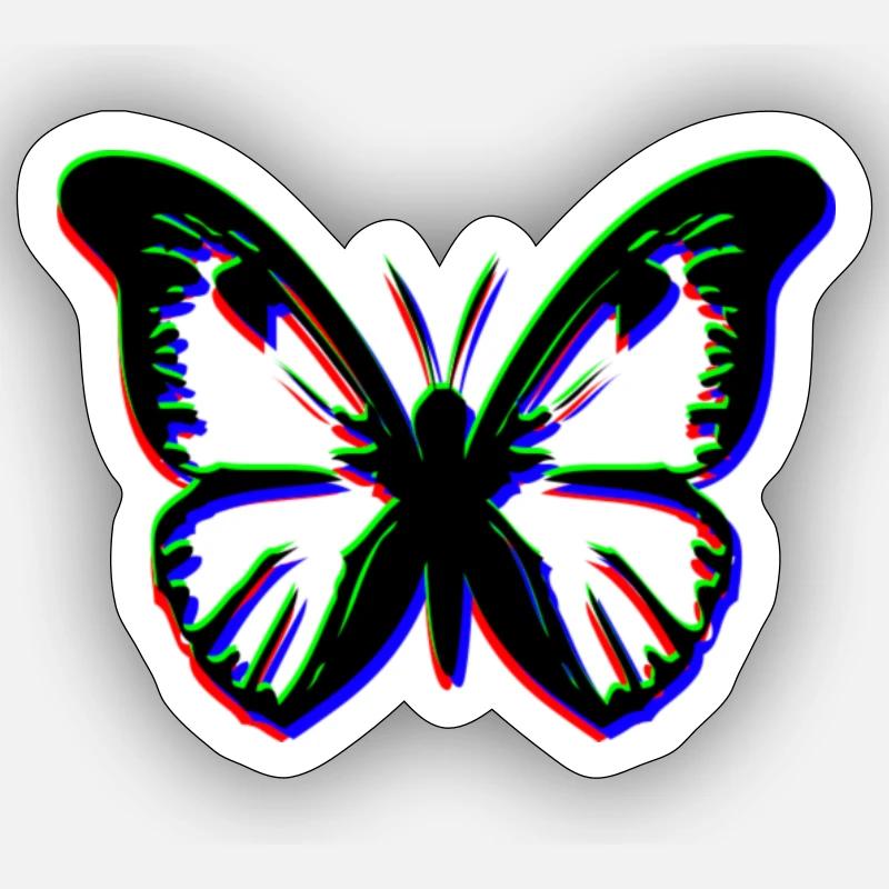 Papillon RVB - Sticker taille S (10 x 10 cm) - blanc mat