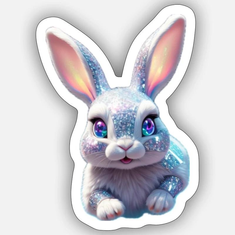 Funny Bunny - Sticker Größe S (10 x 10 cm) - Mattweiß