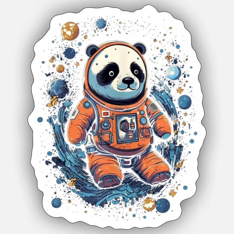 Astronaut Panda Funny Panda Bear Lover Space - Sticker size S (10 x 10 cm) - white matte